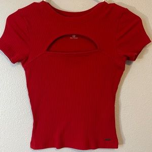 Red Hollister top with cut-out - size XS